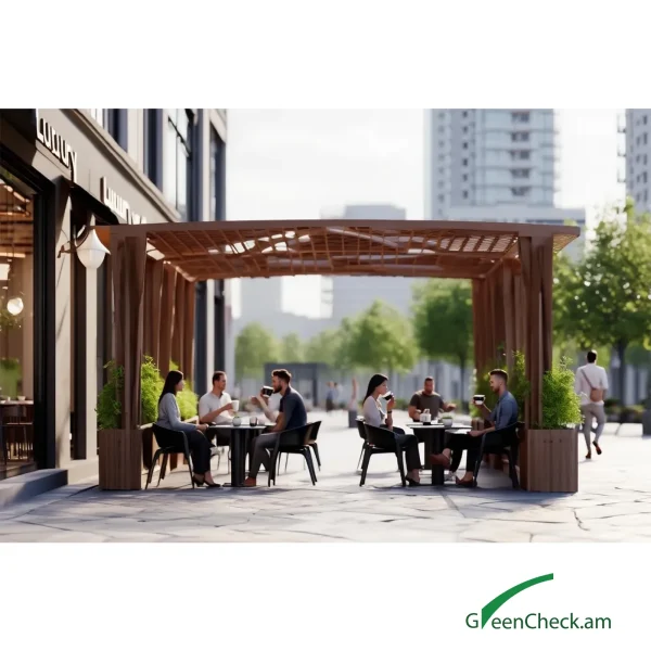 Green café interior with smart flower box and living green walls by GreenCheck Lifestyle