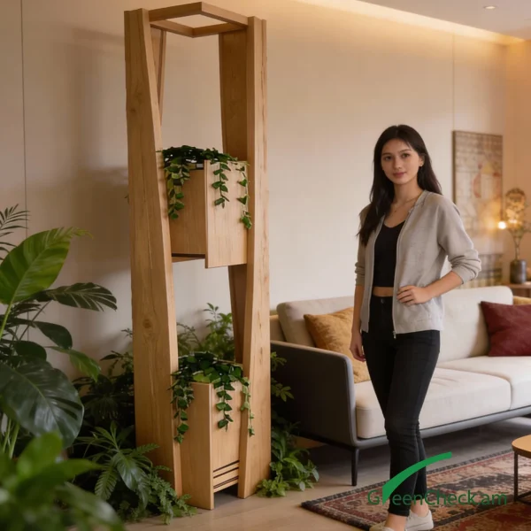 indoor-decor-triboxy-integrated-stand-01 Smart vertical green stand with two integrated 60x60 planter boxes, built-in lighting, and shrub planting system