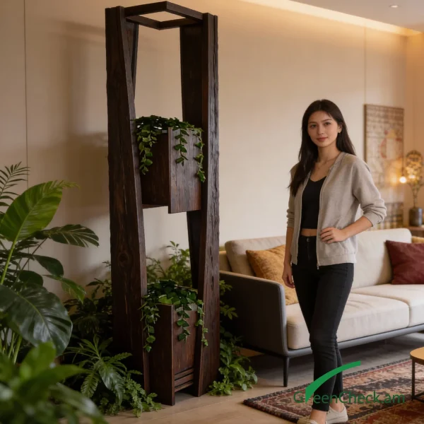 indoor-decor-triboxy-integrated-stand-02 Smart vertical green stand with two integrated 60x60 planter boxes, built-in lighting, and shrub planting system