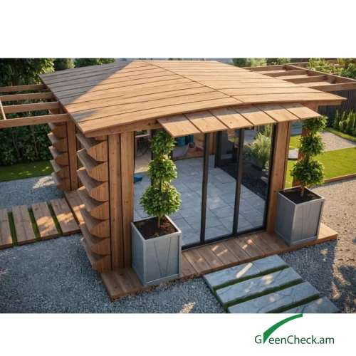 Modern atrium with walls fully covered in decorative flower boxes, vertical greenery, and lush green planting design