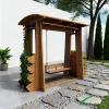 Smart garden swing with tiered planter boxes on both sides, combining modern seating design with integrated vertical greenery